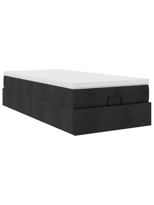 Osmaņu gultas rāmis ar matrača melns 100x200 cm audums