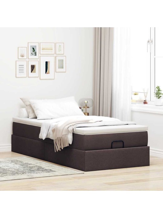 Osmaņu gultas rāmis ar matrača tumši brūns 100x200 cm audums