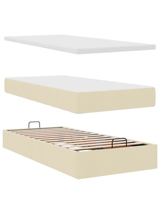 Osmaņu gultas rāmis ar matrača krēma 100x200 cm audums