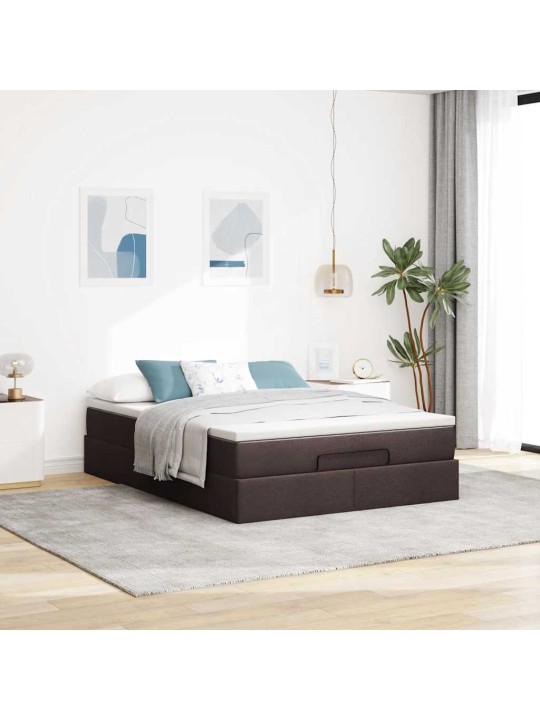 Osmaņu gultas rāmis ar matrača tumši pelēks 140x200cm audums