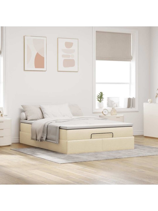 Osmaņu gultas rāmis ar matrača krēma 140x200 cm audums
