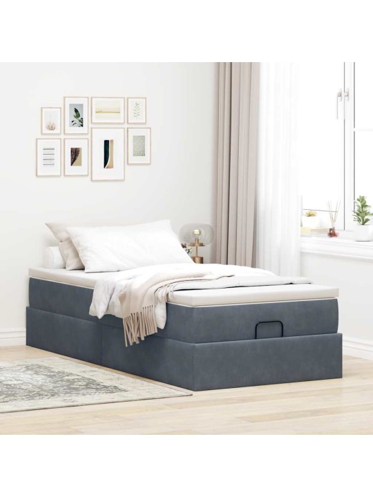 Osmaņu gultas rāmis ar matrača tumši pelēks 80x200 cm samts