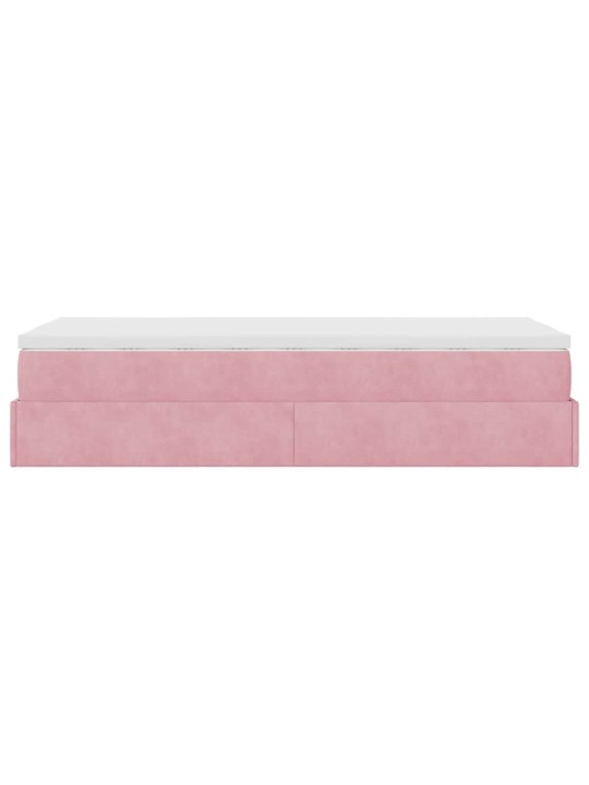 Osmaņu gultas rāmis ar matrača rozā 90x200cm samts