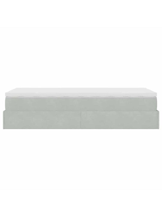 Osmaņu gultas rāmis ar matrača gaiši pelēks 100x200cm samts