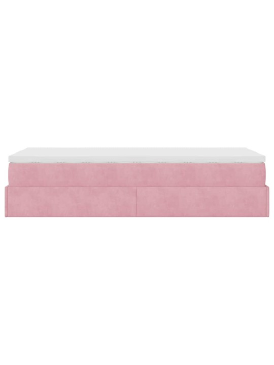 Osmaņu gultas rāmis ar matrača rozā 100x200cm samts