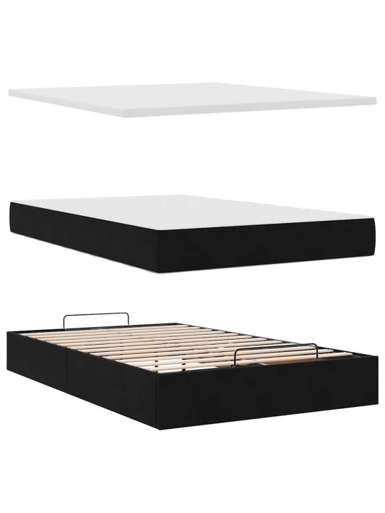 Osmaņu gultas rāmis ar matrača melns 120x200 cm samts