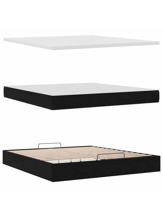 Osmaņu gultas rāmis ar matrača melns 180x200cm samts