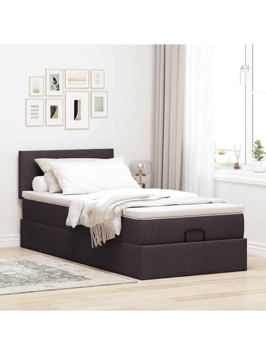 Osmaņu gultas rāmis ar matrača tumši brūns 90x200 cm audums