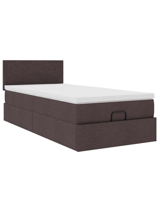 Osmaņu gultas rāmis ar matrača tumši brūns 90x200 cm audums