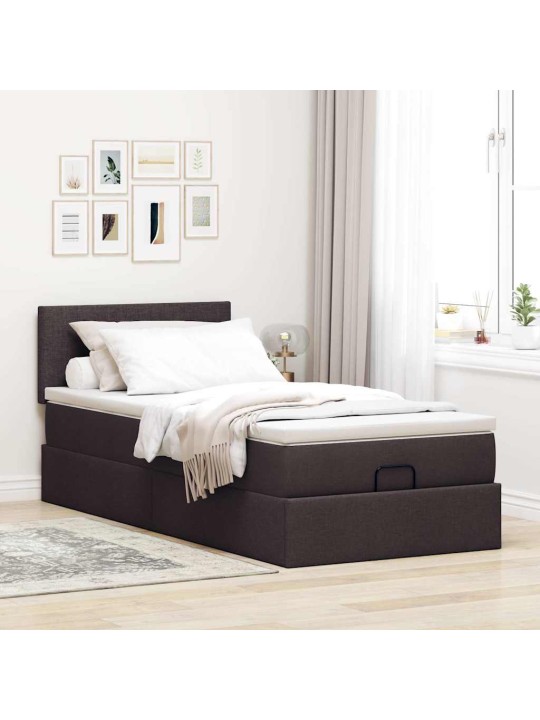 Osmaņu gultas rāmis ar matrača tumši brūns 100x200 cm audums