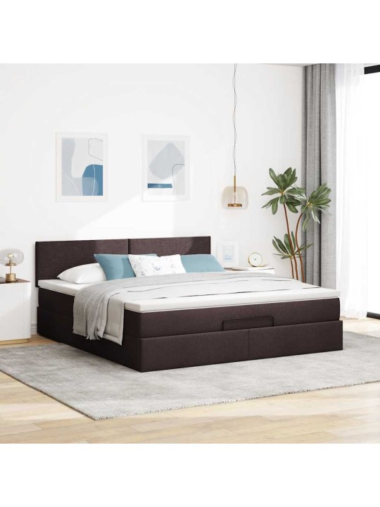 Osmaņu gultas rāmis ar matrača tumši brūns 180x200 cm audums