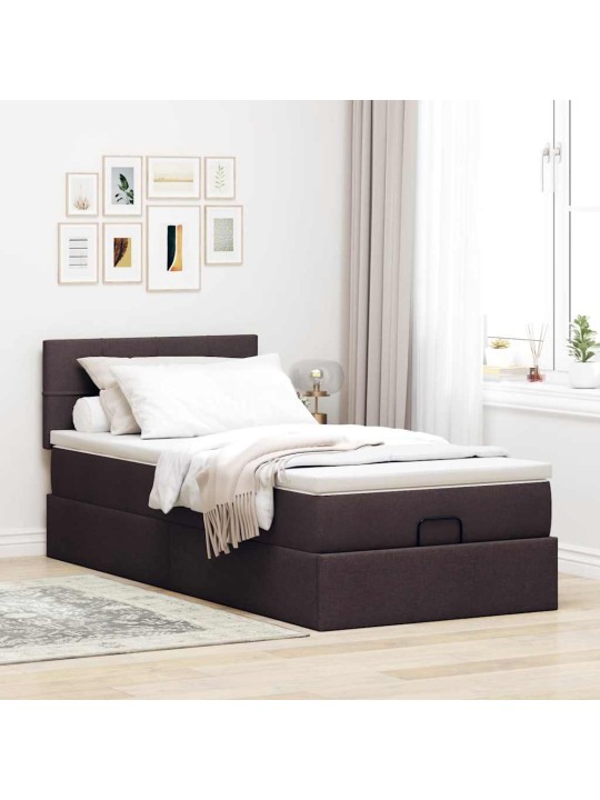 Osmaņu gultas rāmis ar matrača tumši brūns 90x200 cm audums