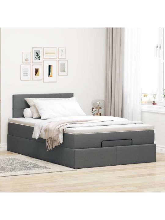 Osmaņu gultas rāmis ar matrača tumši pelēks 120x200 cm audums
