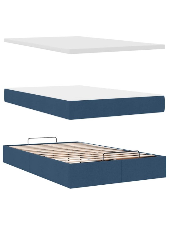 Osmaņu gultas rāmis ar matrača zils 120x200 cm audums