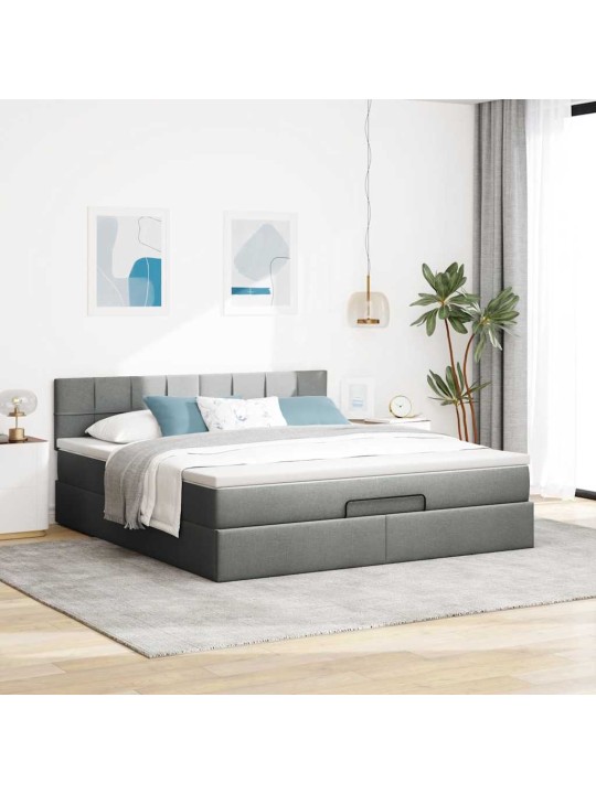 Osmaņu gultas rāmis ar matrača tumši pelēks 160x200 cm audums