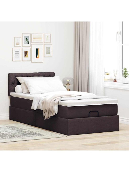 Osmaņu gultas rāmis ar matrača tumši brūns 100x200 cm audums