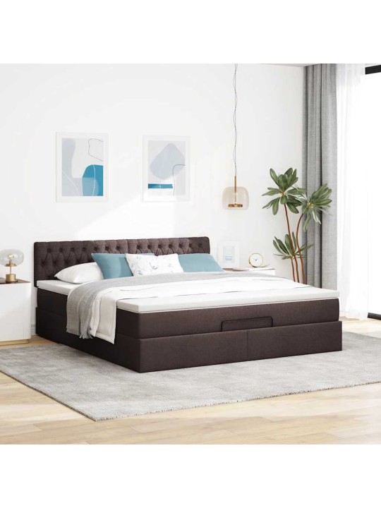 Osmaņu gultas rāmis ar matrača tumši brūns 180x200 cm audums