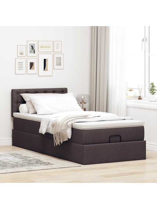 Osmaņu gultas rāmis ar matrača tumši brūns 100x200 cm audums