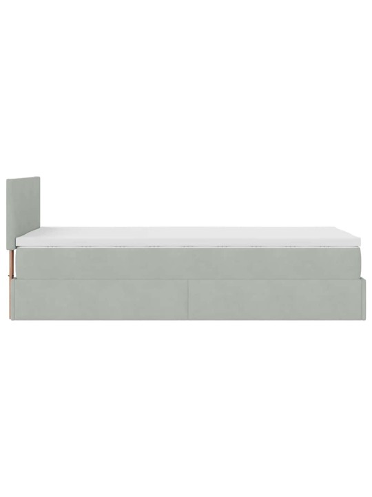 Osmaņu gultas rāmis ar matrača gaiši pelēks 80x200 cm samts