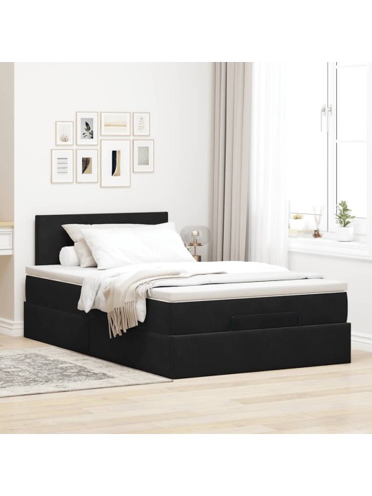 Osmaņu gultas rāmis ar matrača melns 120x200 cm samts