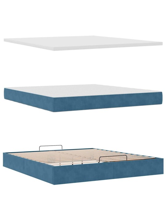 Osmaņu gultas rāmis ar matrača tumši zils 160x200 cm samts