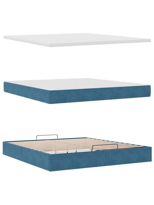 Osmaņu gultas rāmis ar matrača tumši zils 180x200 cm samts