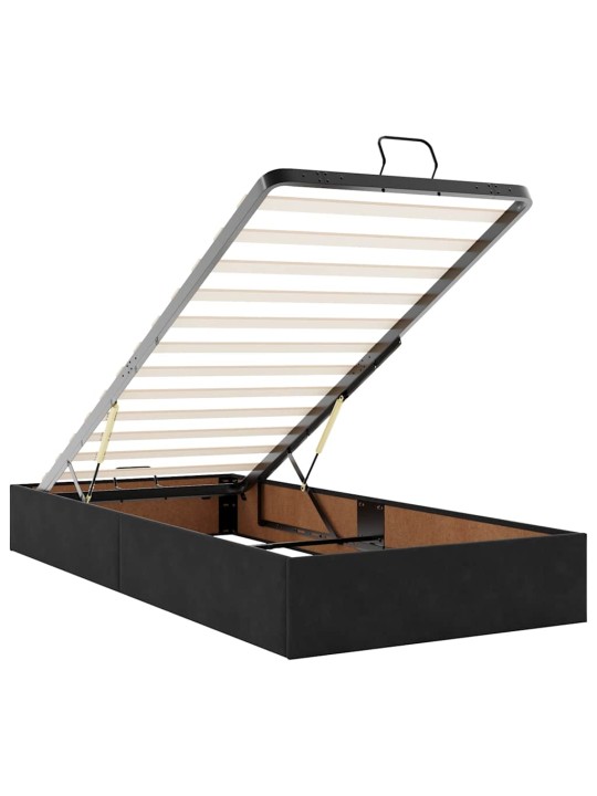 Osmaņu gultas rāmis ar matrača melns 90x200cm samts