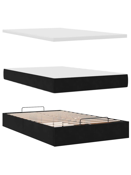 Osmaņu gultas rāmis ar matrača melns 120x200 cm samts