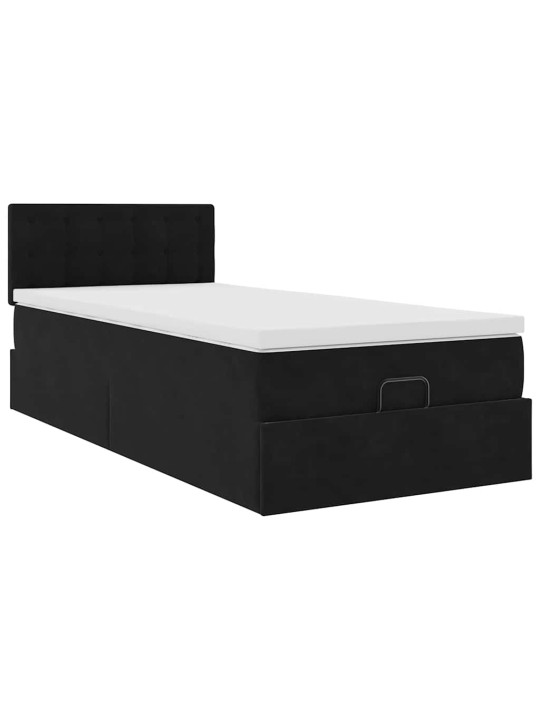 Osmaņu gultas rāmis ar matrača melns 80x200cm samts