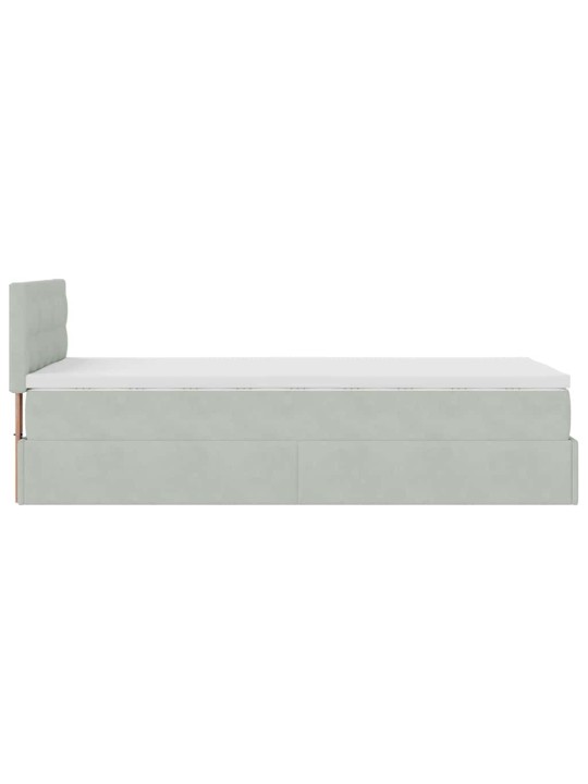 Osmaņu gultas rāmis ar matrača gaiši pelēks 90x200cm samts