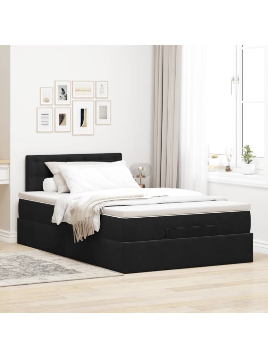 Osmaņu gultas rāmis ar matrača melns 120x200 cm samts