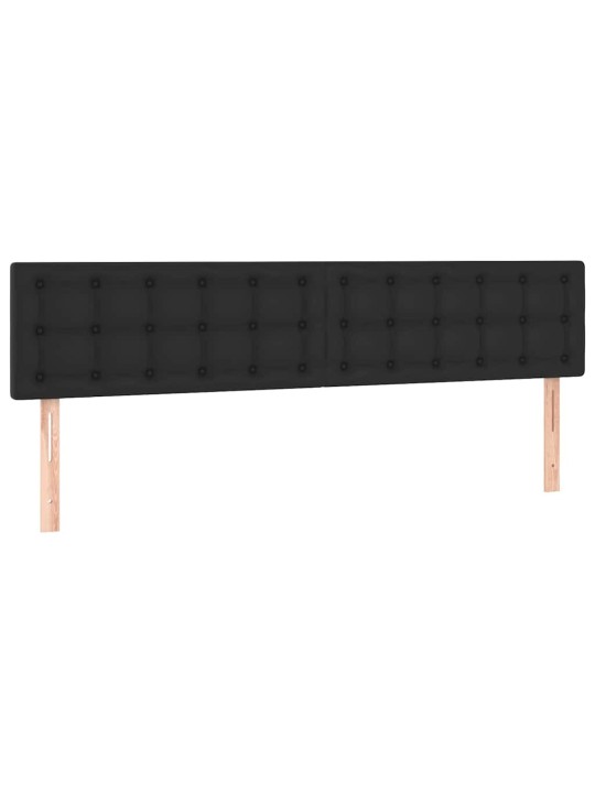 Osmaņu gultas rāmis ar matračiem melns 180x200 cm mākslīgā āda