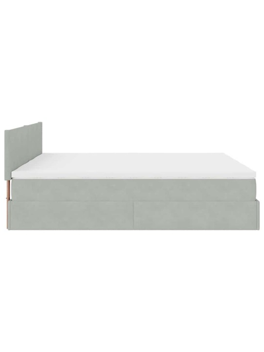 Osmaņu gultas rāmis ar matračiem gaiši pelēks 200x200cm audums