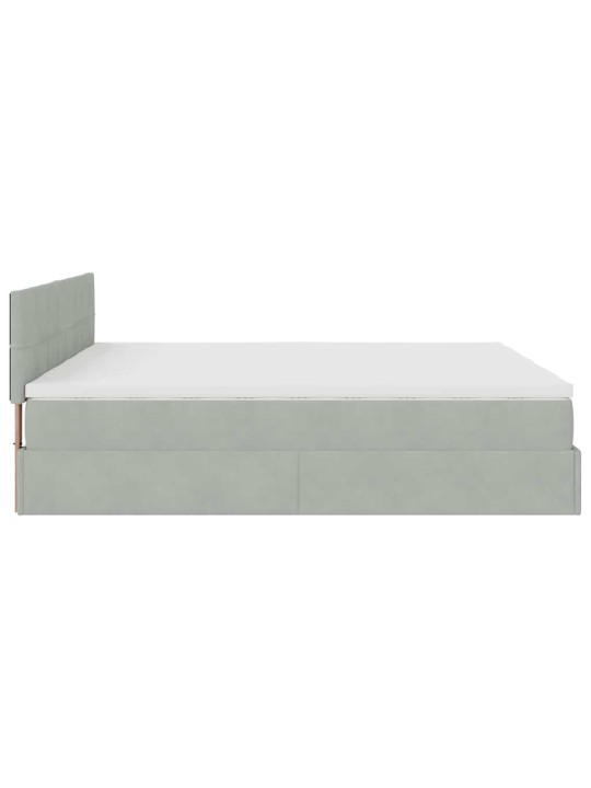 Osmaņu gultas rāmis ar matračiem gaiši pelēks 200x200cm audums