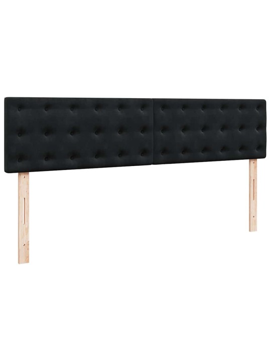 Osmaņu gultas rāmis ar matračiem melns 200x200cm audums