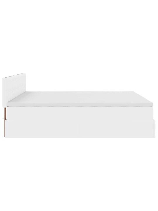 Osmaņu gulta ar matračiem un led, balts, 160x200cm mākslīgā āda