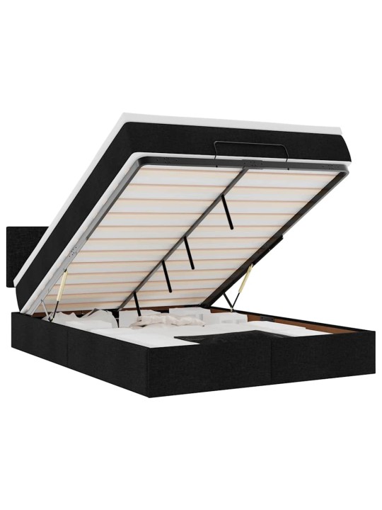 Osmaņu gulta ar matraci & leds, melns, 140x190 cm, audums
