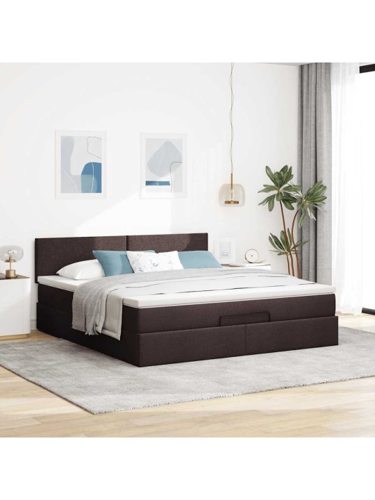 Osmaņu gultas rāmis ar matrača tumši brūns 160x200cm audums