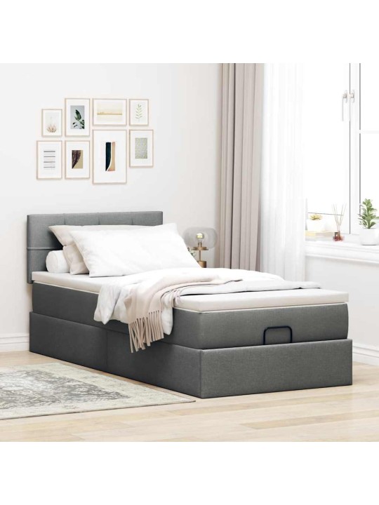 Osmaņu gultas rāmis ar matrača tumši pelēks 100x200 cm audums