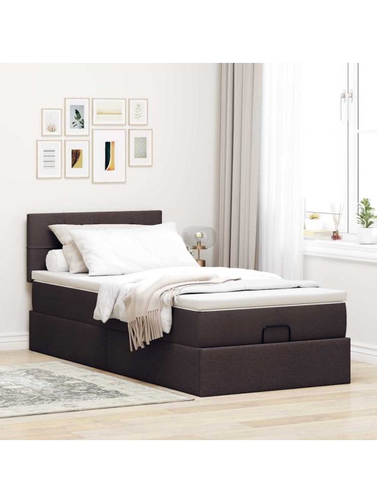Osmaņu gultas rāmis ar matrača tumši brūns 100x200 cm audums