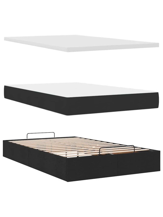 Osmaņu gultas rāmis ar matrača melns 120x200 cm audums