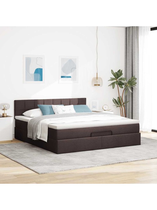 Osmaņu gultas rāmis ar matrača tumši brūns 160x200cm audums