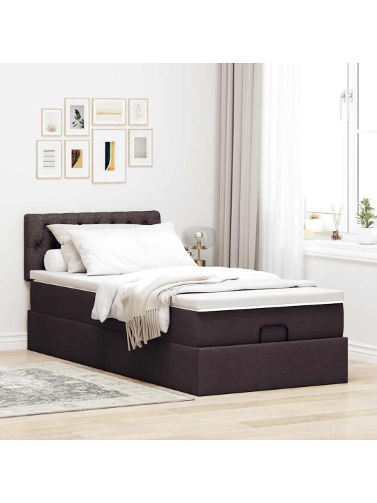Osmaņu gultas rāmis ar matrača tumši brūns 100x200 cm audums