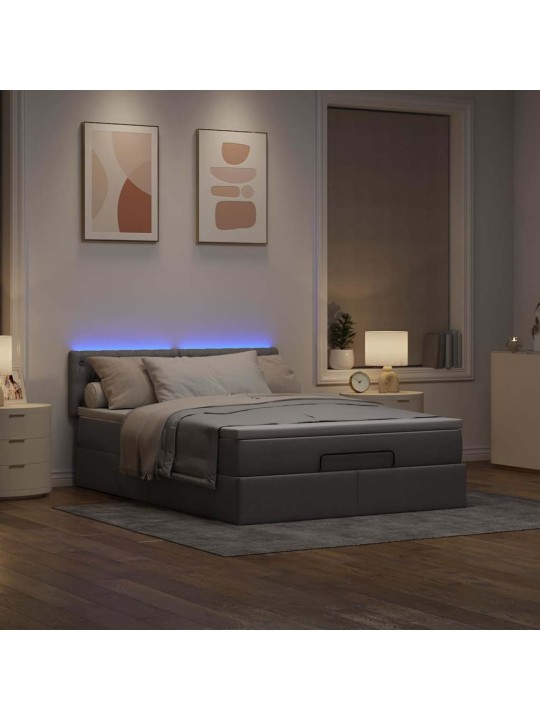 Osmaņu gulta ar matraci un gaismas diodēm taupē 140x200 cm