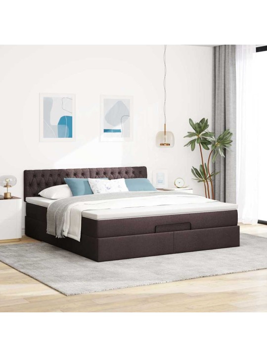 Osmaņu gultas rāmis ar matrača tumši brūns 160x200cm audums