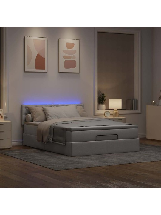 Osmaņu gulta ar matraci un gaismas diodēm taupē 140x200 cm