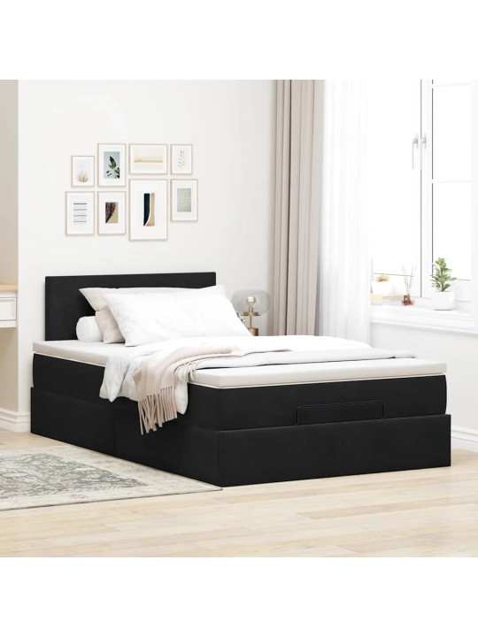 Osmaņu gultas rāmis ar matrača&led melns 120x200cm velvet