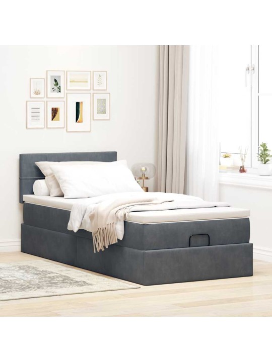 Osmaņu gultas rāmis ar matrača gaiši pelēks 80x200 cm samts