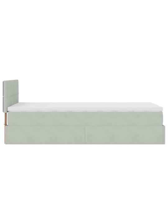 Osmaņu gultas rāmis ar matrača gaiši pelēks 90x200cm samts