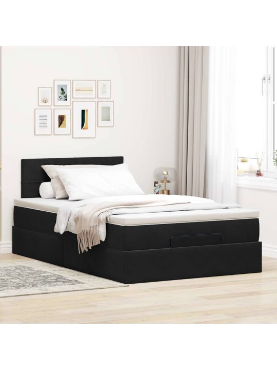 Osmaņu gultas rāmis ar matrača&led melns 120x200cm velvet